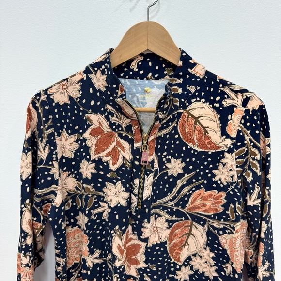 Spartina Nora Half-Zip Dress 1859 Lighthouse Starry Floral Slate Size Lg Stretch - Picture 3 of 6
